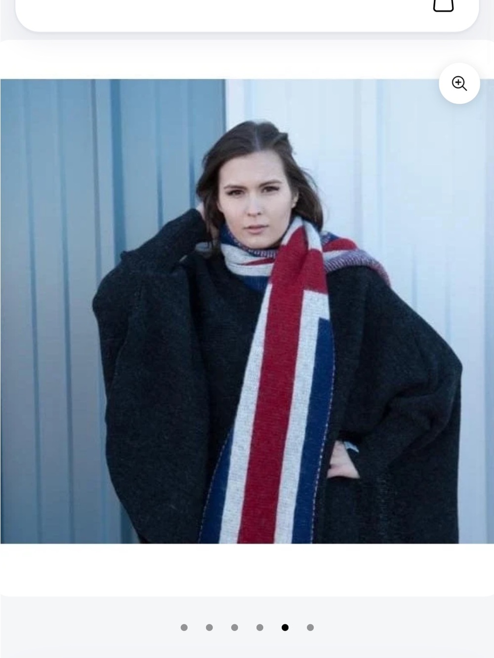 Women’s Icelandic Wool Red, Navy & White Knit Sweater Scarf
